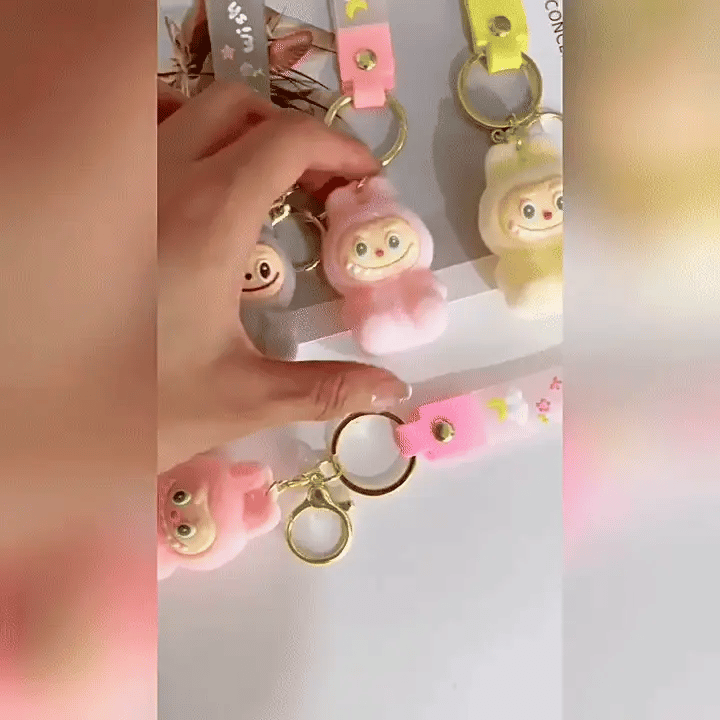 Labubu - Wish & Fuzz Rainbow Wrist‑Strap Keychain