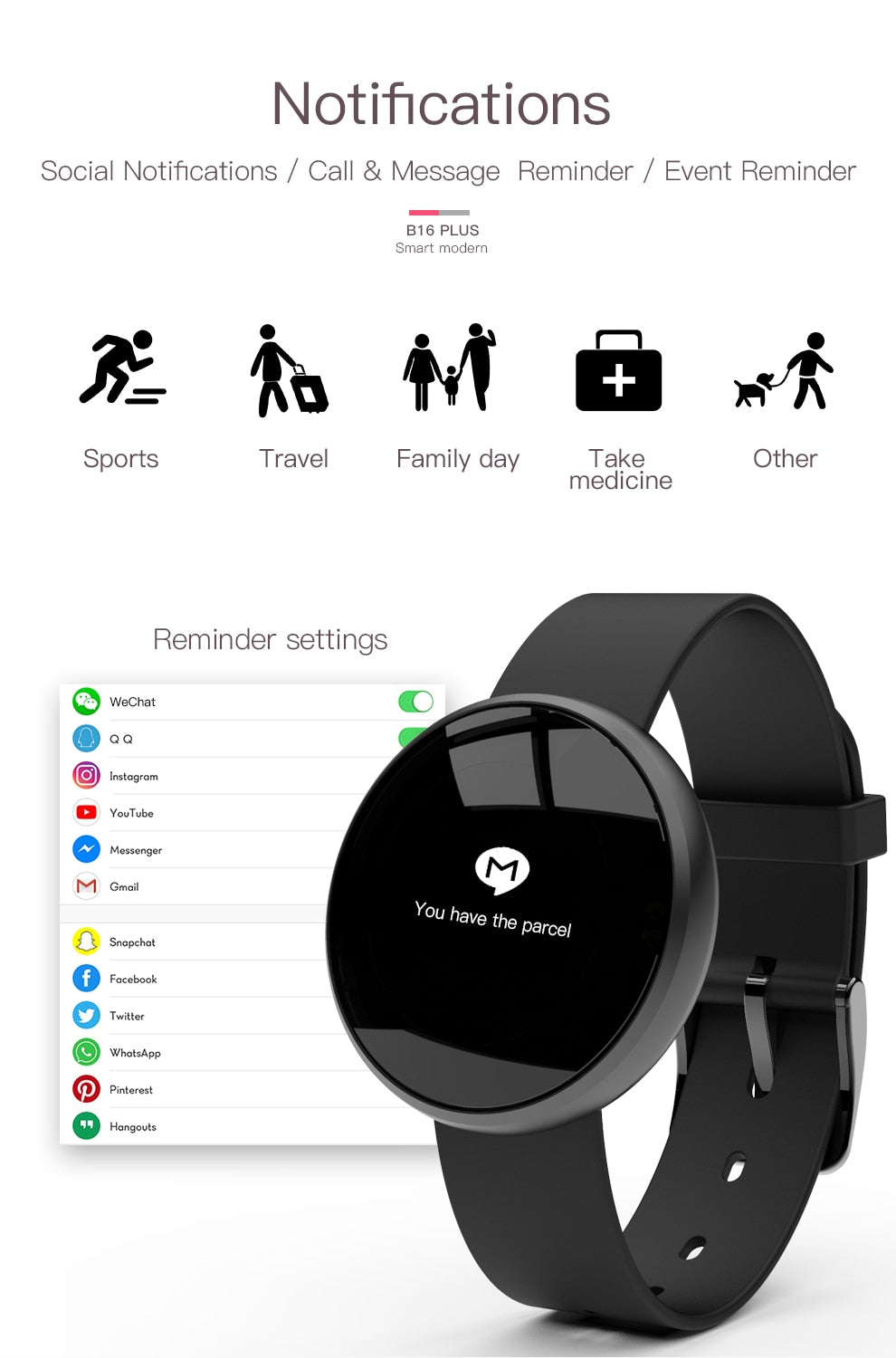 Black Technology Smart Bracelet |Fitness Tracker, Heart Rate Monitor, Sleek Design | Best Smart Band in UAE