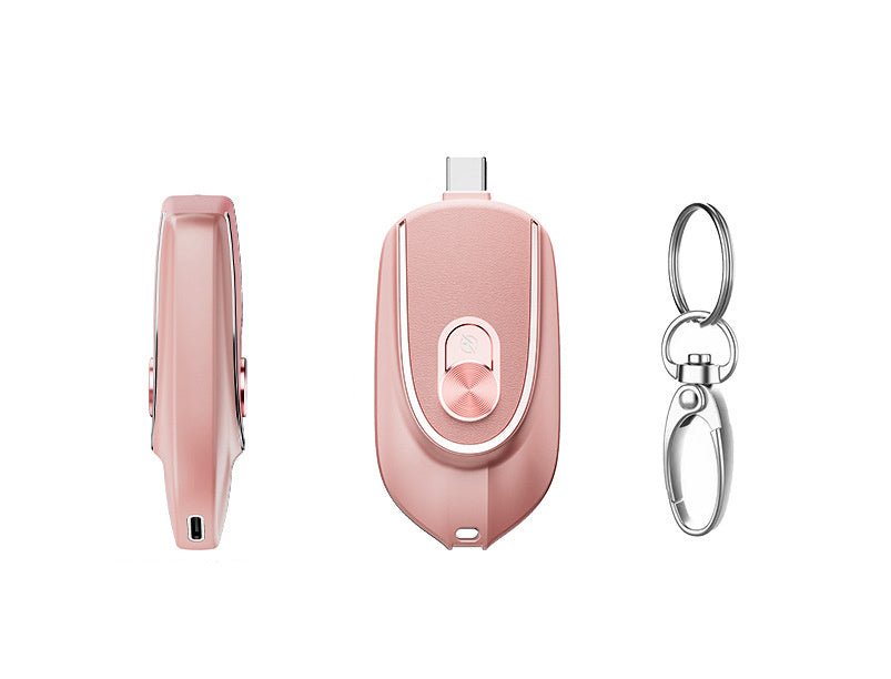 "2-in-1 Mini Keychain Power Bank with Retractable Plug, Waterproof Design, 1200mAh Backup, and Dual 5V Output – Convenient Keyring Charging Accessory"