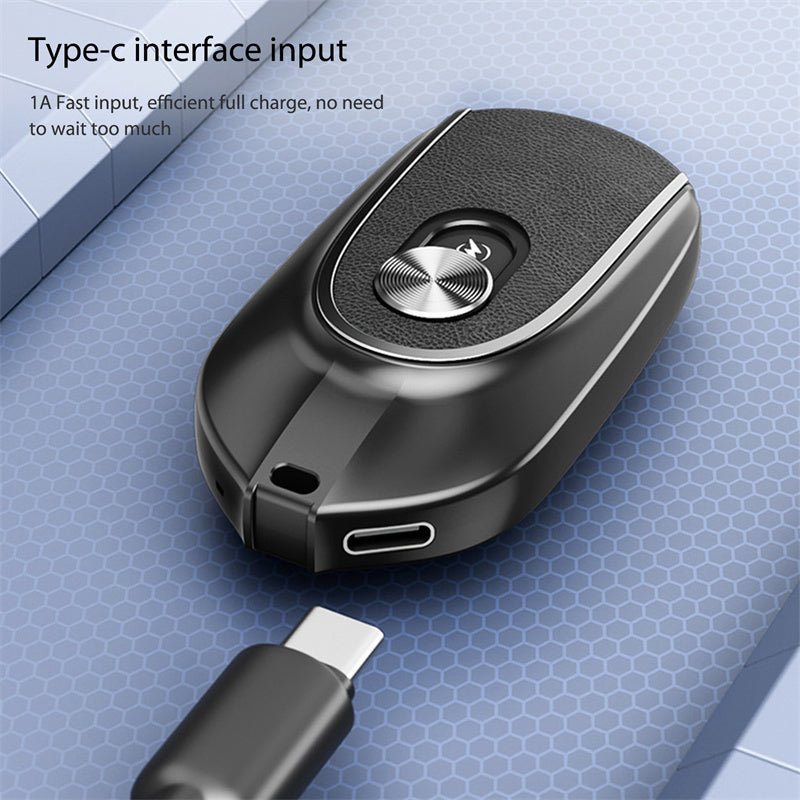 "2-in-1 Mini Keychain Power Bank with Retractable Plug, Waterproof Design, 1200mAh Backup, and Dual 5V Output – Convenient Keyring Charging Accessory"