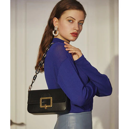 French Textured Cowhide Crossbody Bag